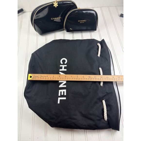 Chanel CC Logo Vintage Canvas Drawstring Bucket Bag Backpack & Two Cosmetic Bags main image 4